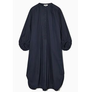 COS Volume-Sleeve Midi Dress - Blue